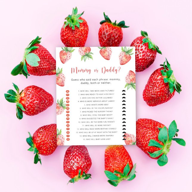 Papier Jeu de baby shower « Fraise - maman ou papa » (Créateur téléchargé)