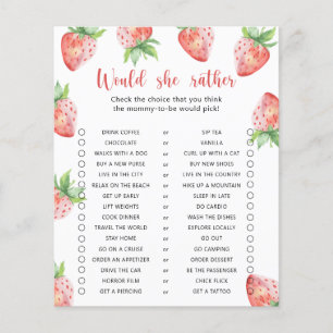 Papier Jeu de baby shower 'Fraise / Préférerait-Elle' pou