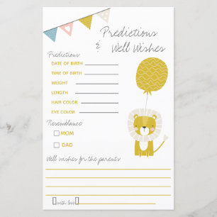 Papier Jeu de Baby shower Gold Lion prédictions et bien d