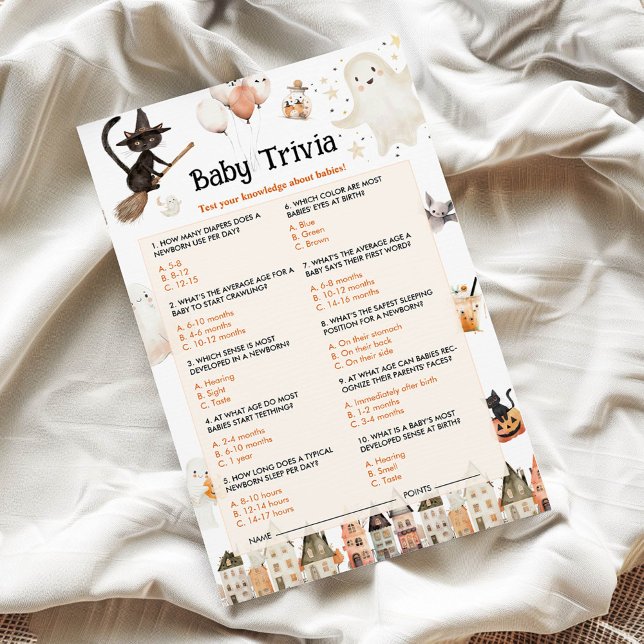 Papier Jeu de Baby shower Halloween Baby Trivia (Créateur téléchargé)