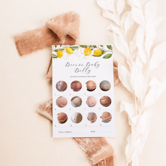 Papier Jeu de Baby Shower Lemon Beer ou Baby Belly 