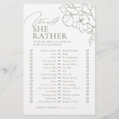 Papier Jeu de baby shower : les fleurs vertes, qu'est-ce  (Devant)