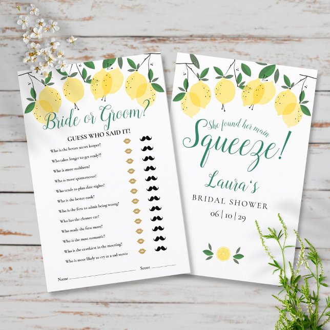 Papier Jeu de Baby Shower Main Squeeze Lemons Guess Who (Créateur téléchargé)