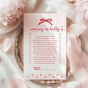 Papier Jeu de baby shower Maman ou Papa Coquette Arc Roug