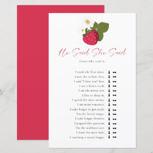 Papier Jeu de Baby Shower Mariage Berry in Love Il a dit