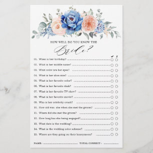 Papier Jeu de Baby Shower Mariage Bleu Nuit Ardoise Rose