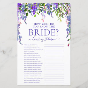 Papier Jeu de Baby Shower Mariage Fleurs Violettes