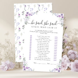 Papier Jeu de Baby Shower Mariage Fleurs Violettes Il a d