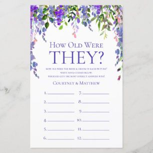 Papier Jeu de Baby Shower Mariage Fleurs Violettes Quel â
