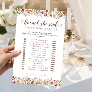 Papier Jeu de Baby Shower Mariage Floral d'Automne Il a d