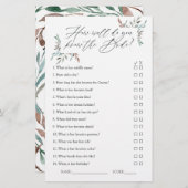 Papier Jeu de Baby Shower Mariage Hivernal à la Campagne (Devant / Derrière)