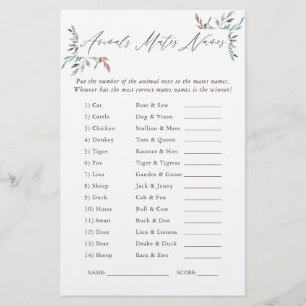Papier Jeu de Baby Shower Mariage Hivernal de Verdure Rus