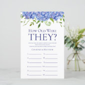 Papier Jeu de Baby Shower Mariage Hydrangeas Bleues (Debout devant)