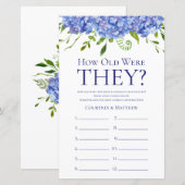 Papier Jeu de Baby Shower Mariage Hydrangeas Bleues (Devant / Derrière)