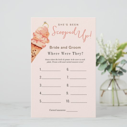 Papier Jeu de Baby Shower Mariage "Où étaient-ils" Crème (Debout devant)