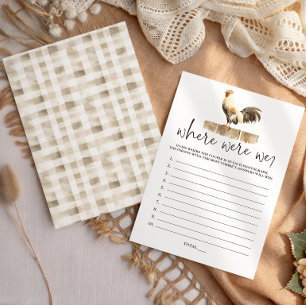 Papier Jeu de Baby Shower Mariage Poule de Ferme Où Étion