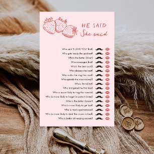 Papier Jeu de Baby Shower Mariage Strawberry He Said She