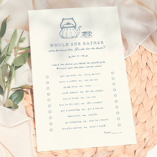 Papier Jeu de Baby Shower Mariage 'Vintage Tea Would She