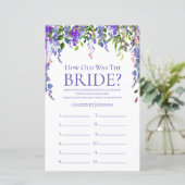 Papier Jeu de Baby Shower Mariée au Wistéria Violet (Debout devant)