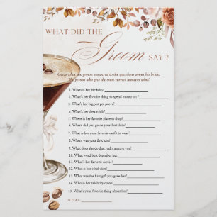 Papier Jeu de Baby Shower : Martini au Café "Qu'a dit le