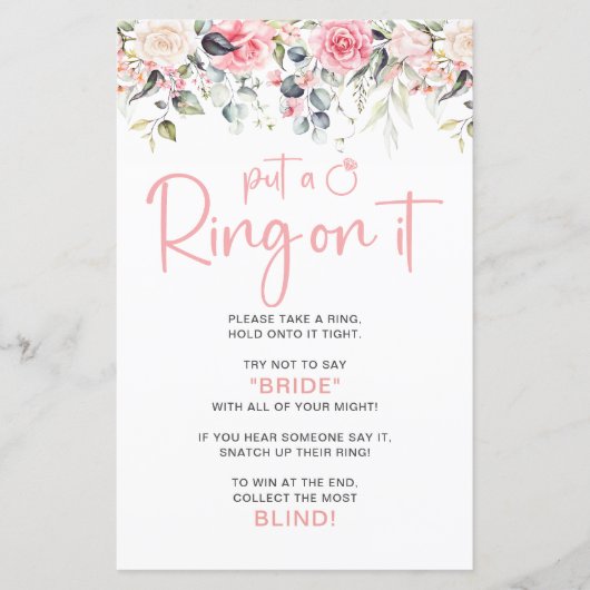 Papier Jeu de Baby Shower 'Mettez-lui une bague' (Devant)