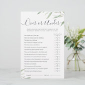 Papier Jeu de baby shower Minimal greenery Over or Under (Debout devant)