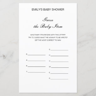 Papier Jeu de baby shower modifiable : devine l'article p