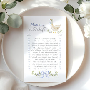 Papier Jeu de baby shower Mommy or Daddy Blue Goose
