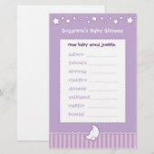 Papier Jeu de Baby Shower - Mots Mêlés (Devant / Derrière)