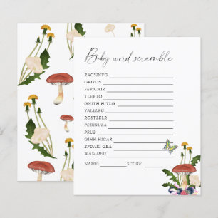Papier jeu de baby shower - Mots mêlés champignons d'auto