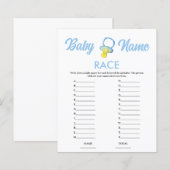Papier Jeu de Baby Shower "Nom de la Course" Budget Bleu (Devant / Derrière)
