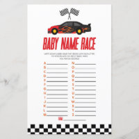 Jeu de Baby Shower Nom de Voiture de Course Rouge