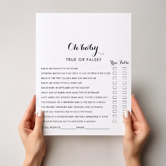 Papier Jeu de Baby Shower Oh Bébé en Calligraphie Moderne