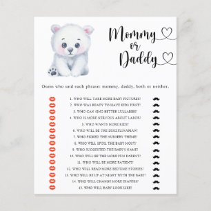 Papier Jeu de baby shower ours polaire - maman ou papa
