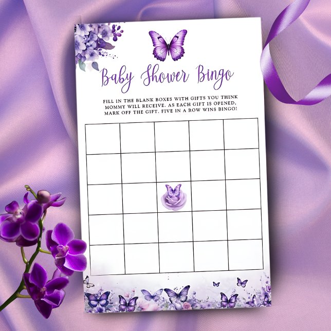 Papier Jeu de Baby Shower Papillon Rose Bingo Bébé (Créateur téléchargé)