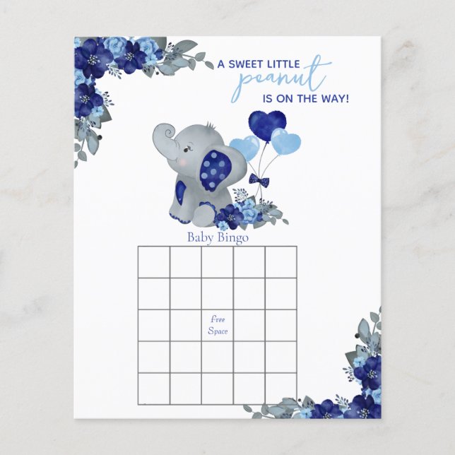 Papier Jeu de Baby Shower pour Garçon Éléphant (Devant)
