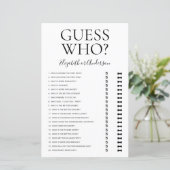 Papier Jeu de Baby Shower pour la Mariée : Devine Qui (Debout devant)