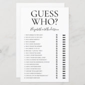 Papier Jeu de Baby Shower pour la Mariée : Devine Qui (Devant / Derrière)