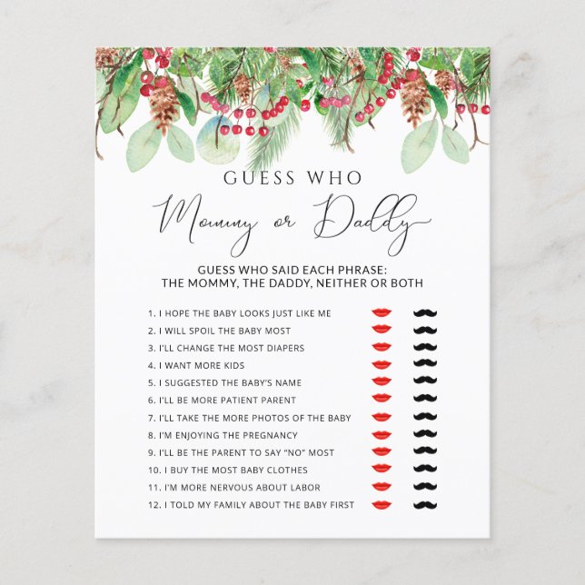 Papier Jeu de baby shower pour maman À feuillage persista (Devant)