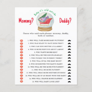 Papier Jeu de baby shower pour maman ou papa - traîneau d