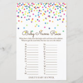 Papier Jeu de Baby shower Rainbow Sprinkle IMPRIMÉ (Devant)