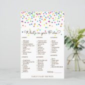 Papier Jeu de Baby shower Rainbow Sprinkle IMPRIMÉ (Debout devant)