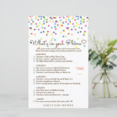 Papier Jeu de Baby shower Rainbow Sprinkle IMPRIMÉ (Debout devant)