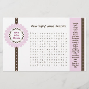 Papier Jeu de Baby Shower - Recherche de mots