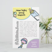 Papier Jeu de Baby Shower - Recherche de mots (Debout devant)