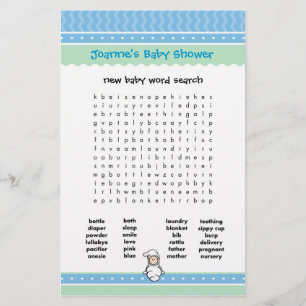 Papier Jeu de Baby Shower - Recherche de mots