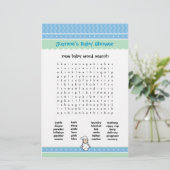 Papier Jeu de Baby Shower - Recherche de mots (Debout devant)