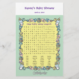 Papier Jeu de Baby Shower - Recherche de mots