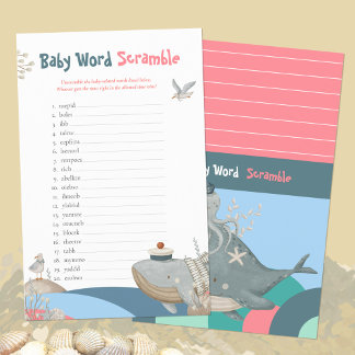 Papier Jeu de Baby shower rose de mot mignon