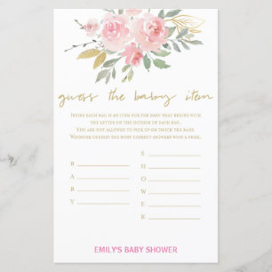 Papier Jeu de Baby shower rose et or roux IMPRIMÉ